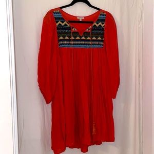 Red Dress Boutique Orange Boho Dress Size L